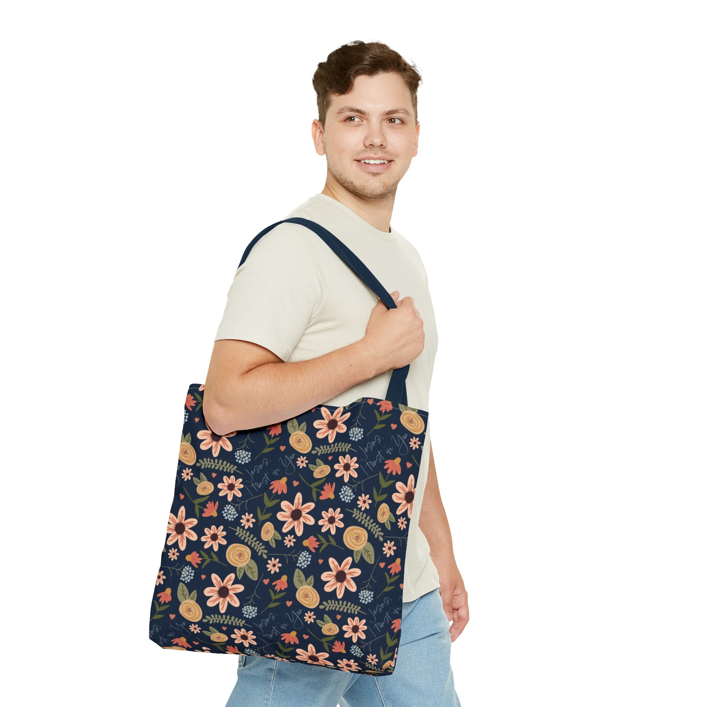 Jesus, I Trust In You Floral Tote Bag