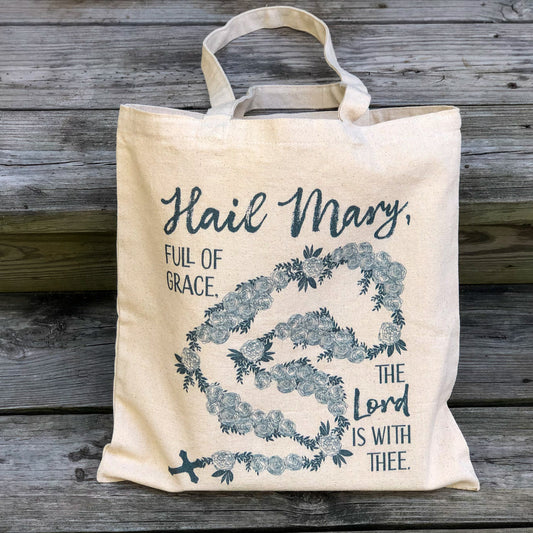 Rosary, Hail Mary Tote Bag