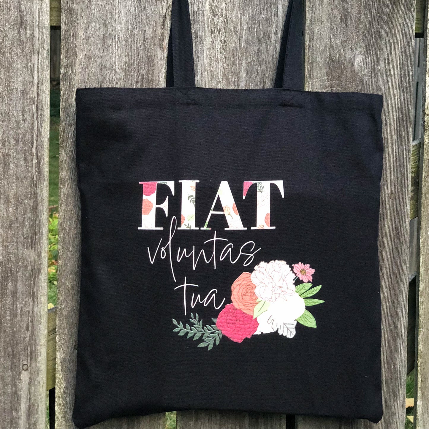 Fiat Tote Bag, Thy Will Be Done Canvas Bag, Catholic Cotton Bag